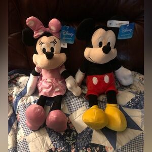 Disney Mickey and Minnie Mouse Plush Toys - Pink, Red, Yellow